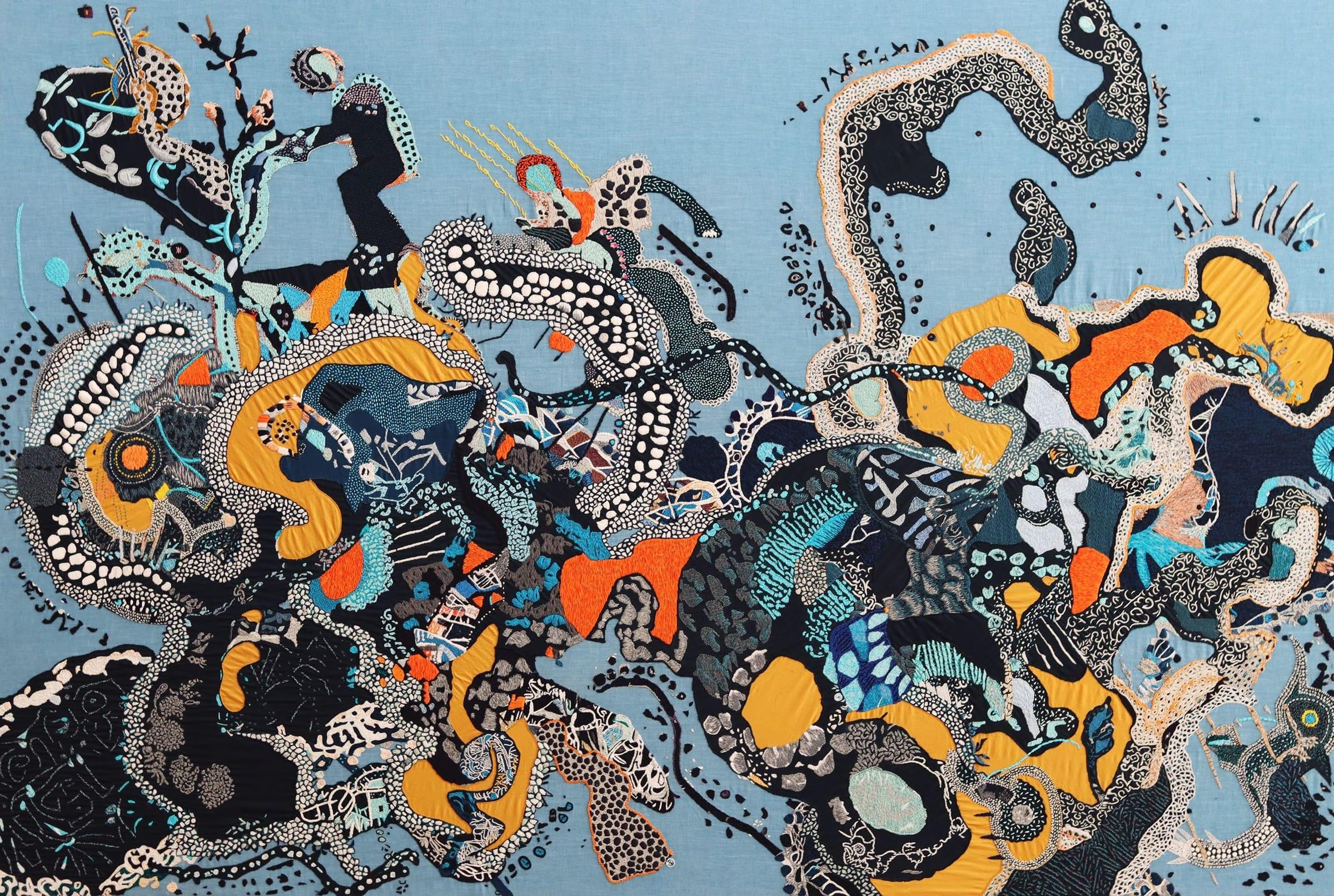 As the Mako Burns (2026), textile artwork by Emily Xie